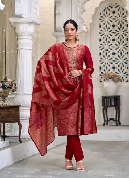 Lekha By Four Dots Organza Silk Jacquard Dress Material Online Wholesale